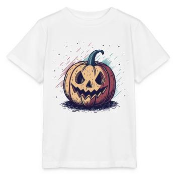 Kürbis-Jackolaternen-Diagramm - Stanley/Stella Kinder T-Shirt MINI CREATOR  - Weiß - Vorne - Maike (125cm)