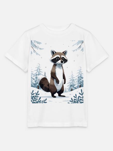 Winterlicher Waschbär im Wald - Stanley/Stella Kinder T-Shirt MINI CREATOR  - Weiß