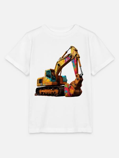 Farbexplosiver Bagger - Stanley/Stella Kinder T-Shirt MINI CREATOR  - Weiß