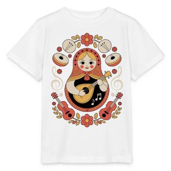 Matroschka Gitarren Folk Motiv - Stanley/Stella Kinder T-Shirt MINI CREATOR  - Weiß - Vorne - Maike (125cm)