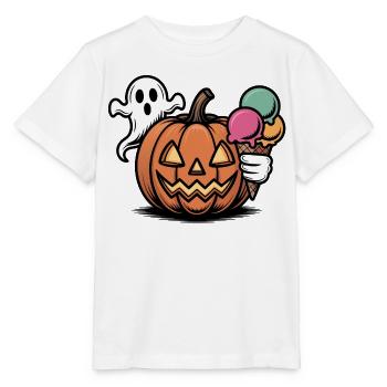Kürbis Halloween Eisfreude Cartoon - Stanley/Stella MINI CREATOR Kids’ T-Shirt - white - Front - Maike (125cm)