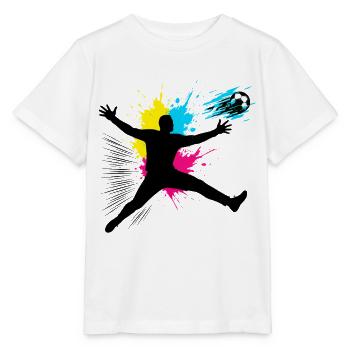 Fußball Torwart Sprung Mit Farbexplosion - Stanley/Stella Kinder T-Shirt MINI CREATOR  - Weiß - Vorne - Maike (125cm)