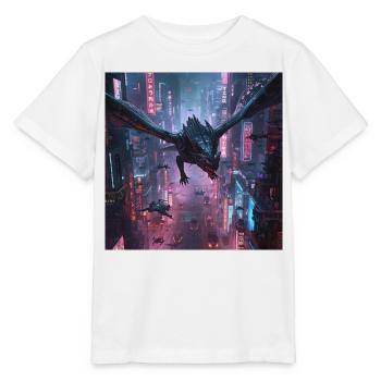 Neondrache über Neonstadt - Stanley/Stella Kinder T-Shirt MINI CREATOR  - Weiß - Vorne - Maike (125cm)