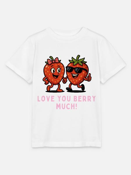 Berry Duo Erdbeeren Obst Früchte Karikatur - Stanley/Stella Kinder T-Shirt MINI CREATOR - Weiß