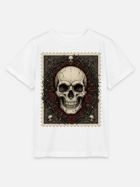 Totenschädel Krone aus Rosen Gothic Kunst - Stanley/Stella Kinder T-Shirt MINI CREATOR - Weiß