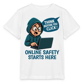 Denk nach bevor du klickst - Online Sicherheit - Stanley/Stella Kinder T-Shirt MINI CREATOR  - Weiß - Vorne - Maike (125cm)