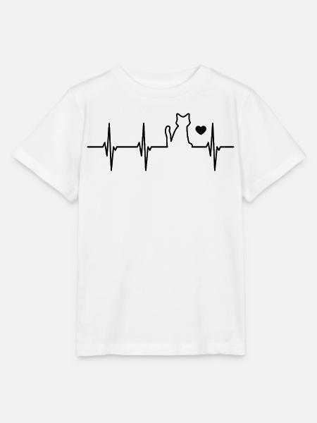 Katze Herzschlag - Stanley/Stella Kinder T-Shirt MINI CREATOR  - Weiß