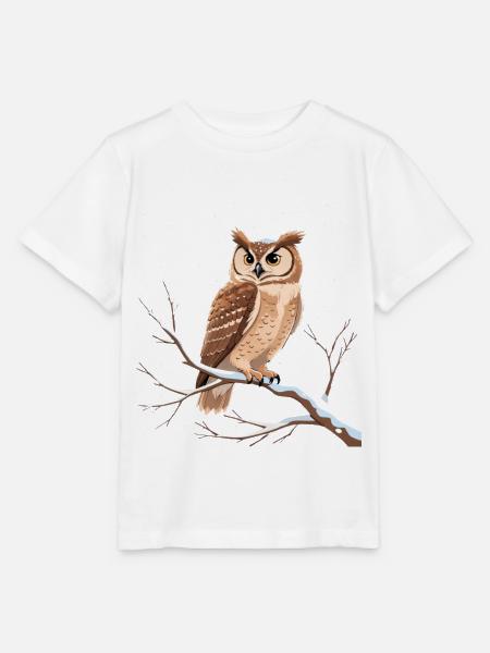 Winter Eulenblick auf Schneezweig - Stanley/Stella Kinder T-Shirt MINI CREATOR  - Weiß