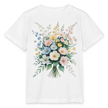 Bouquet Pastel Bouquet Aquarelle - T-shirt bio MINI CREATOR Stanley/Stella Enfant - blanc - Devant - Maike (125cm)