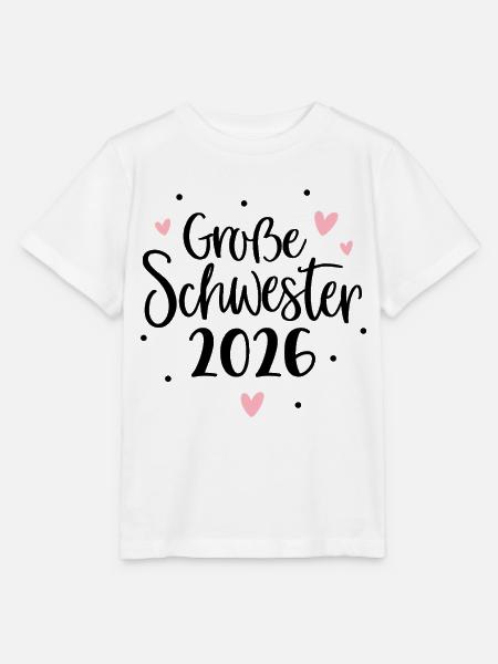 Große Schwester 2026 Herz - Stanley/Stella Kinder T-Shirt MINI CREATOR - Weiß