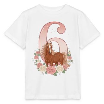6. Geburtstag Mädchen, Pferd, Pony, 6 Jahre alt - Stanley/Stella Kinder T-Shirt MINI CREATOR  - Weiß - Vorne - Maike (125cm)