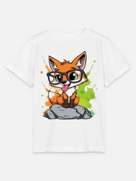 Brillenfuchs auf Stein - Stanley/Stella Kinder T-Shirt MINI CREATOR  - Weiß