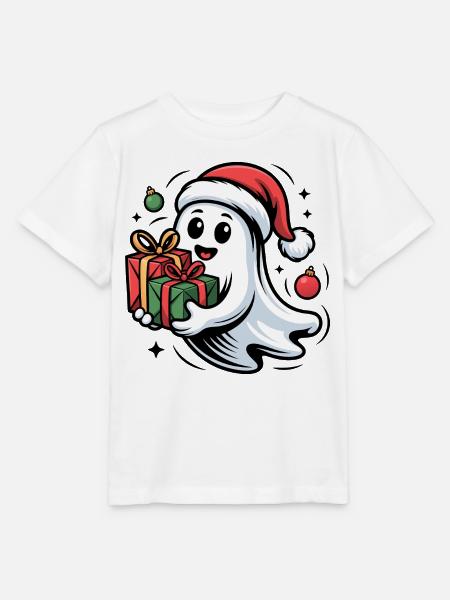 Weihnachtsgeist mit Geschenken Cartoon - Stanley/Stella Kinder T-Shirt MINI CREATOR - Weiß