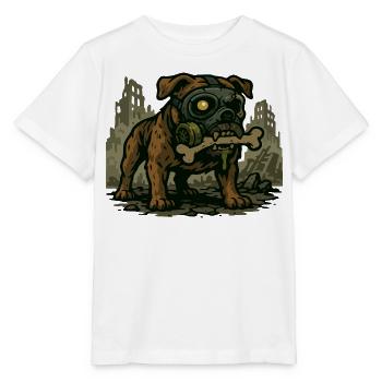 Gasmaske Bulldogge in Ruinenstadt - Stanley/Stella Kinder T-Shirt MINI CREATOR  - Weiß - Vorne - Maike (125cm)