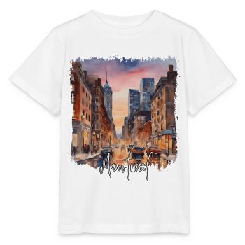 Aquarelle de Montréal, j’adore Montréal - T-shirt bio MINI CREATOR Stanley/Stella Enfant - blanc - Devant - Maike (125cm)