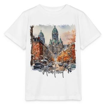 Montréal Aquarelle, Montréal Canada - T-shirt bio MINI CREATOR Stanley/Stella Enfant - blanc - Devant - Maike (125cm)