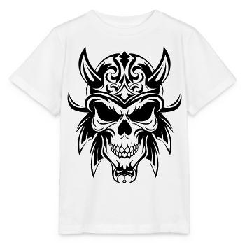 Crâne stylisé au look tribal - T-shirt bio MINI CREATOR Stanley/Stella Enfant - blanc - Devant - Maike (125cm)