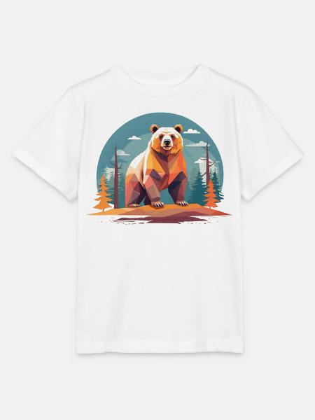 Polygonbär im Wald - Stanley/Stella Kinder T-Shirt MINI CREATOR - Weiß