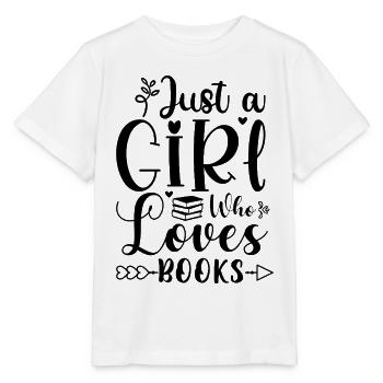 Juste une fille qui aime les livres - T-shirt bio MINI CREATOR Stanley/Stella Enfant - blanc - Devant - Maike (125cm)