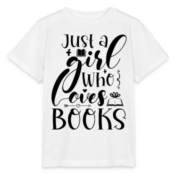 Just a girl who loves books - Stanley/Stella MINI CREATOR Kids’ T-Shirt - white - Front - Maike (125cm)
