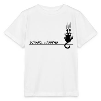 Scratch Happens – Lustiges Katzen Wortspiel - Stanley/Stella Kinder T-Shirt MINI CREATOR  - Weiß - Vorne - Maike (125cm)