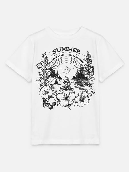 SUMMER - Camping Motiv mit Lagerfeuer und Kanu - Stanley/Stella Kinder T-Shirt MINI CREATOR  - Weiß