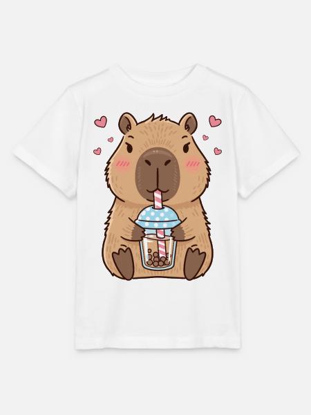 Capybara Bubble Tee Kawaii - Stanley/Stella Kinder T-Shirt MINI CREATOR  - Weiß