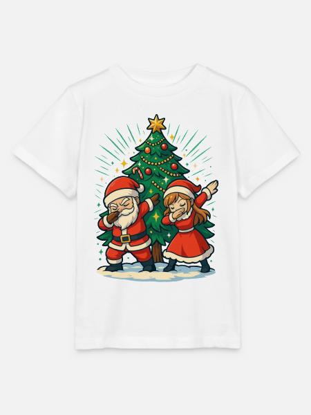 Dabbing Santa & Mrs Claus Weihnachtsbaum Shirt - Stanley/Stella Kinder T-Shirt MINI CREATOR - Weiß