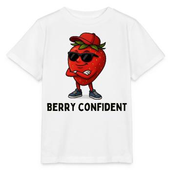  Erdbeere Selbstbewusst Karikatur  - Stanley/Stella Kinder T-Shirt MINI CREATOR  - Weiß - Vorne - Maike (125cm)