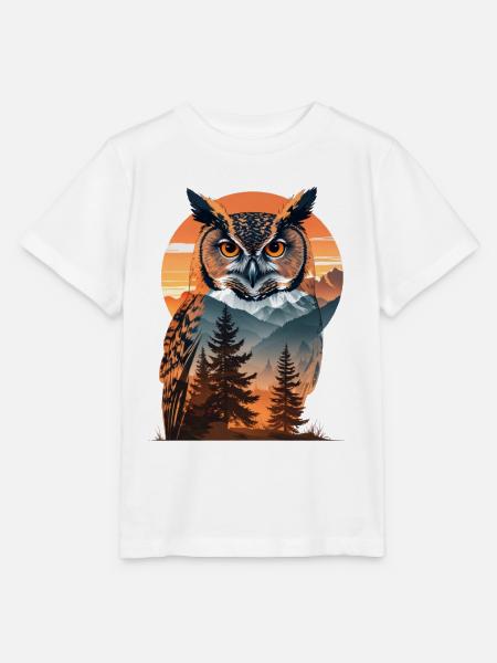Weise Eule im Abendlicht - Stanley/Stella Kinder T-Shirt MINI CREATOR - Weiß
