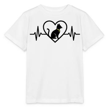 Katze Herz Silhouette Süß Pet Lover Geschenk - Stanley/Stella Kinder T-Shirt MINI CREATOR  - Weiß - Vorne - Maike (125cm)