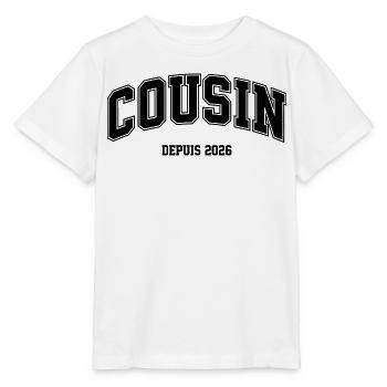 Cousin Depuis 2026 Annonce Grossesse - T-shirt bio MINI CREATOR Stanley/Stella Enfant - blanc - Devant - Maike (125cm)