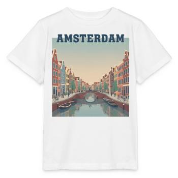 Amsterdamer Kanäle bei Sonnenuntergang - Stanley/Stella Kinder T-Shirt MINI CREATOR  - Weiß - Vorne - Maike (125cm)