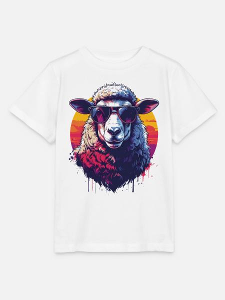 Cooles Retro-Schaf mit Brille - Stanley/Stella Kinder T-Shirt MINI CREATOR  - Weiß