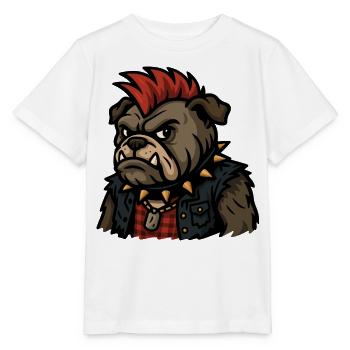 Punk Bulldog avec des pointes et l’art de la bande dessinée mohawk - T-shirt bio MINI CREATOR Stanley/Stella Enfant - blanc - Devant - Maike (125cm)
