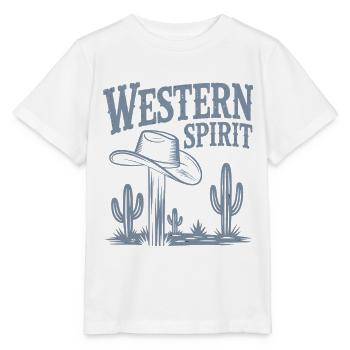 Western Spirit – Vintage Cowboy - T-shirt bio MINI CREATOR Stanley/Stella Enfant - blanc - Devant - Maike (125cm)