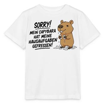 Sorry! Capybara ate my homework - Stanley/Stella MINI CREATOR Kids’ T-Shirt - white - Front - Maike (125cm)
