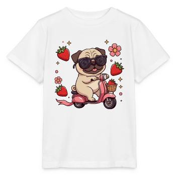 Cool Pug Scooter Fahrer Kawaii Sommerkunst - Stanley/Stella Kinder T-Shirt MINI CREATOR  - Weiß - Vorne - Maike (125cm)