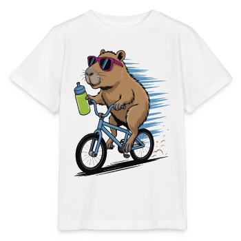 Biber auf Fahrrad mit Sonnenbrille - Stanley/Stella Kinder T-Shirt MINI CREATOR  - Weiß - Vorne - Maike (125cm)