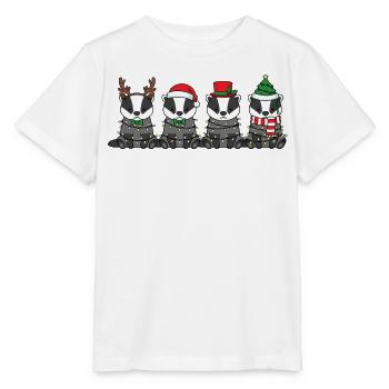 Dachs Weihnachtsmann Weihnachtsbeleuchtung - Stanley/Stella Kinder T-Shirt MINI CREATOR  - Weiß - Vorne - Maike (125cm)