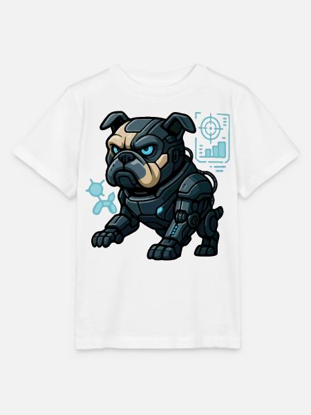 Futuristischer Cyber-Bulldogge in Kampfrüstung - Stanley/Stella Kinder T-Shirt MINI CREATOR  - Weiß