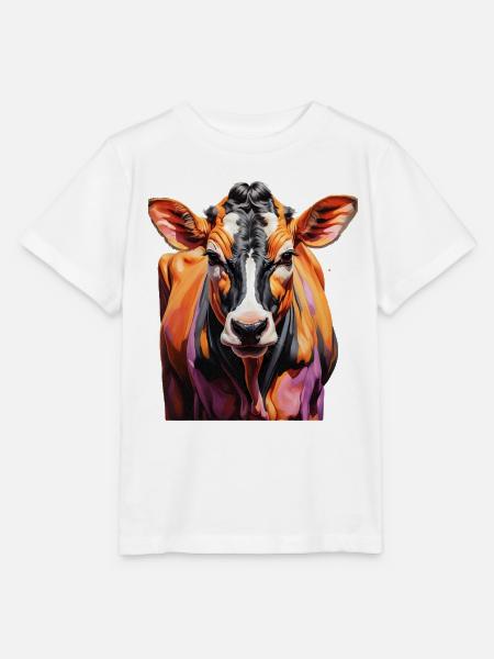 Farbenfrohes Kuhporträt - Stanley/Stella Kinder T-Shirt MINI CREATOR - Weiß