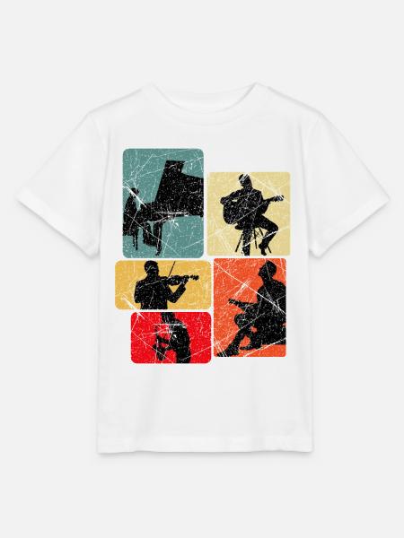 Musik Silhouetten Collage - Stanley/Stella Kinder T-Shirt MINI CREATOR  - Weiß