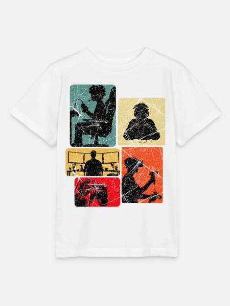 Farbblock Gamer Silhouetten - Stanley/Stella Kinder T-Shirt MINI CREATOR - Weiß