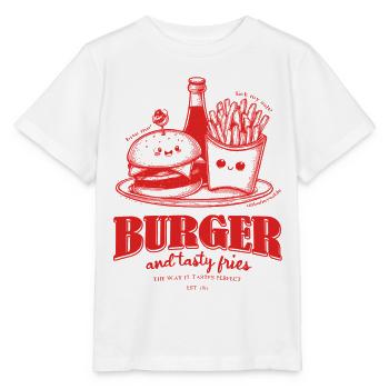 Dessin animé Burger Fries Rieurs - T-shirt bio MINI CREATOR Stanley/Stella Enfant - blanc - Devant - Maike (125cm)