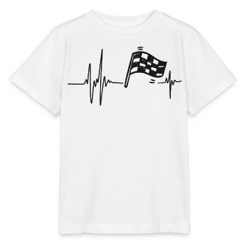 Motor Racing | Heart Bat Checkered Flag - Stanley/Stella MINI CREATOR Kids’ T-Shirt - white - Front - Maike (125cm)