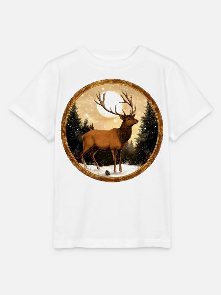 Hirsch im Schnee - Stanley/Stella Kinder T-Shirt MINI CREATOR - Weiß