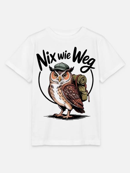 Wandernde Eule mit Rucksack - Stanley/Stella Kinder T-Shirt MINI CREATOR - Weiß