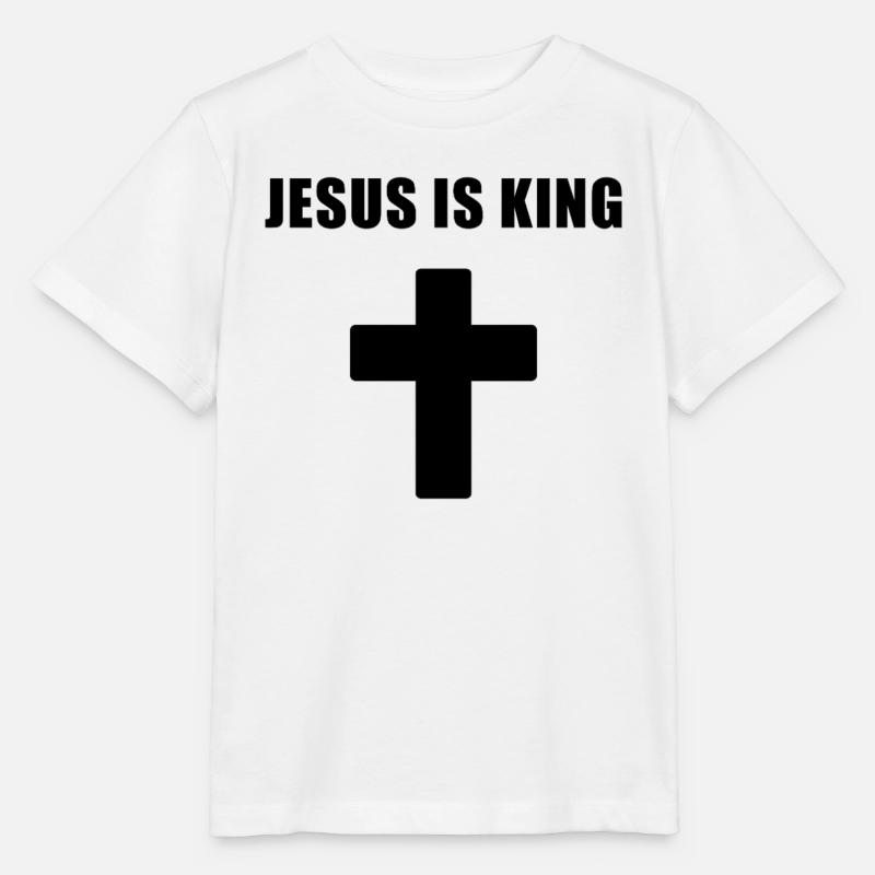 Conception minimale de croix de Jesus is King - T-shirt bio MINI CREATOR Stanley/Stella Enfant - blanc