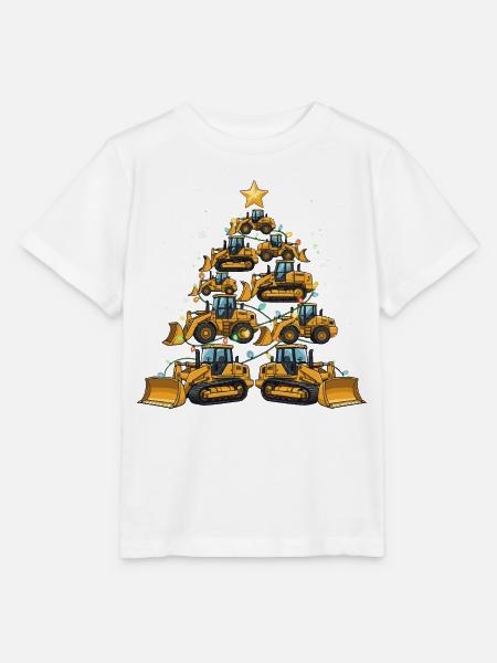Lustiger Bulldozer Weihnachtsbaum Geschenk - Stanley/Stella Kinder T-Shirt MINI CREATOR - Weiß